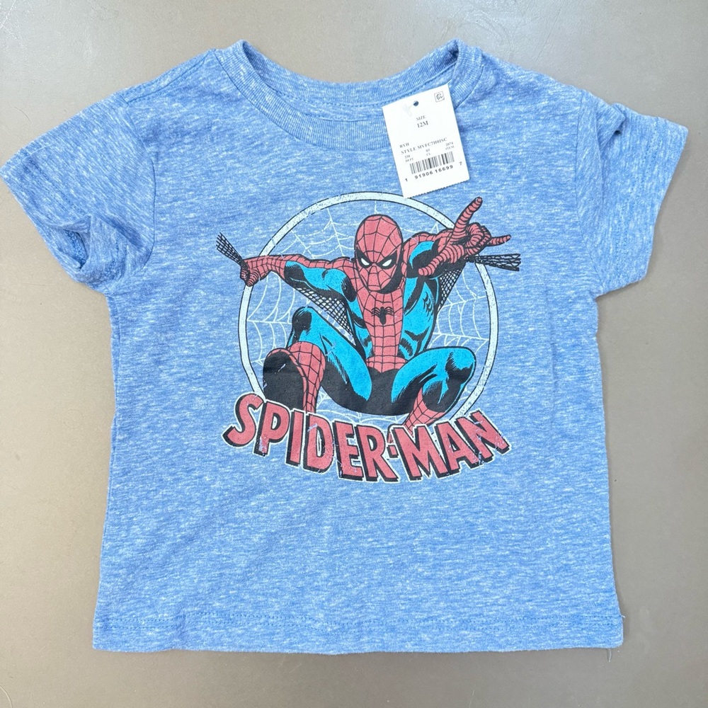 3/$10 🛒🛍️ NWT Toddler Baby Boys Blue Spider-Man Graphic T-Shirt - Size 12M